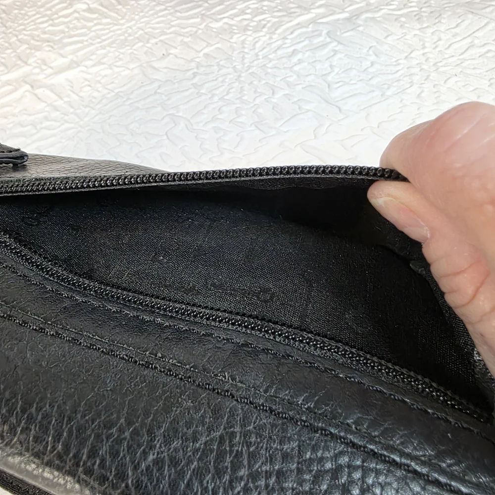 Fossil Long Live Vintage 1954 Black Pebbled Leather Trifold‎ Wallet Clutch